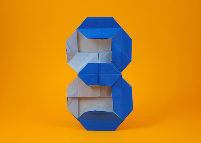 Origami 7-segment display by Mi Wu folded by Gilad Aharoni