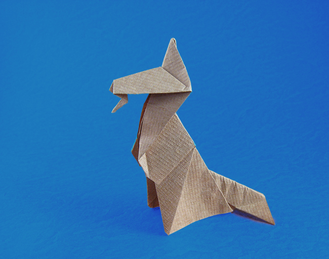 Origami Alsatian dog by Eric Kenneway folded by Gilad Aharoni