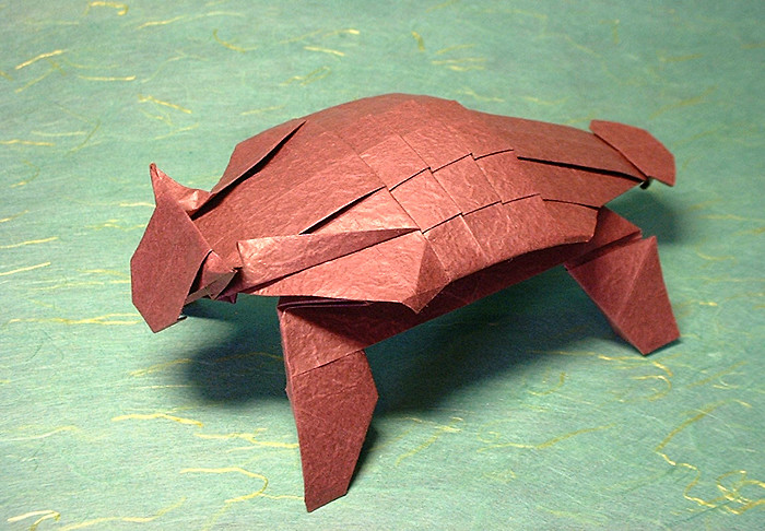 Origami Ankylosaurus by Fumiaki Kawahata folded by Gilad Aharoni