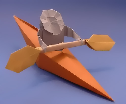 Origami Kayak's Paddle by Robert J. Lang folded by Gilad Aharoni