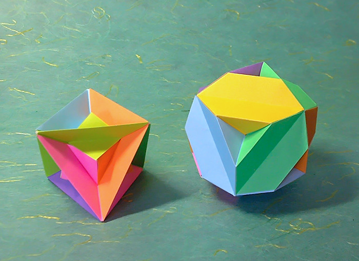 Origami Borloz ball 1 and 2 by Andrew Borloz folded by Gilad Aharoni