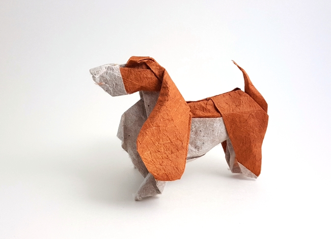 Origami Basset hound by Lee Jae Goo folded by Gilad Aharoni