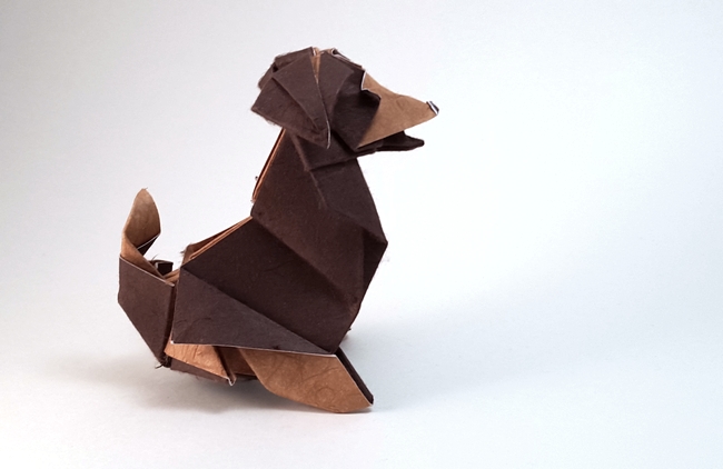 Origami Beagle by Roman Diaz folded by Gilad Aharoni