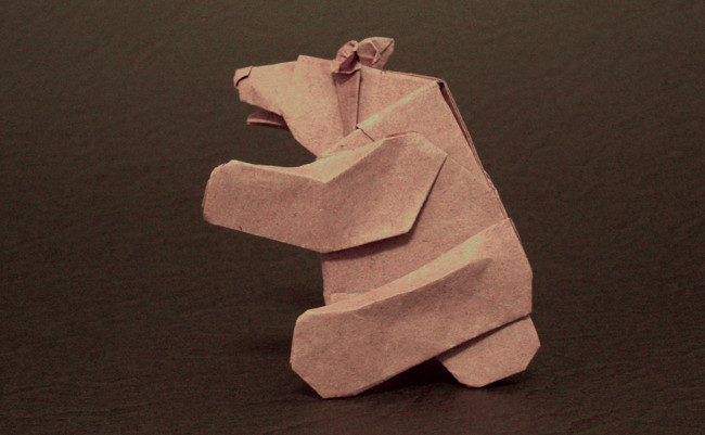 Origami Bear - sitting by Cesar Gonzales folded by Gilad Aharoni