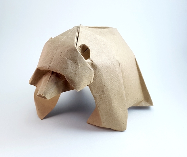 Origami Brown bear by Jozsef Zsebe folded by Gilad Aharoni