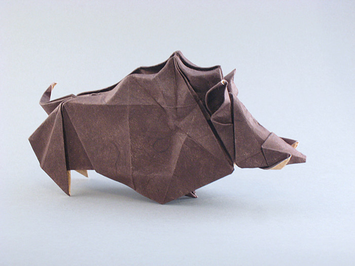 Origami Wild boar by Roman Diaz folded by Gilad Aharoni