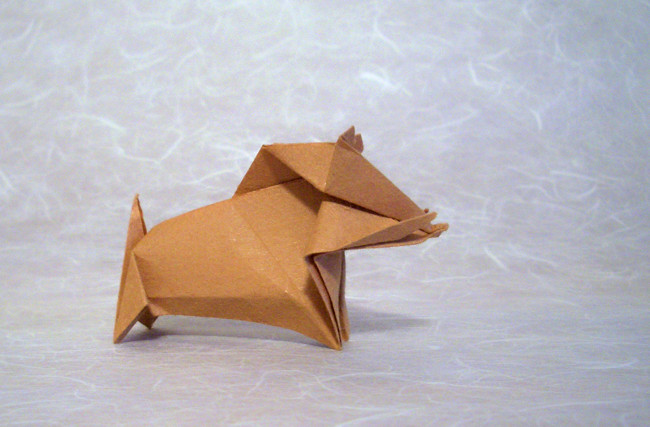 Origami Wild boar by Kunihiko Kasahara folded by Gilad Aharoni