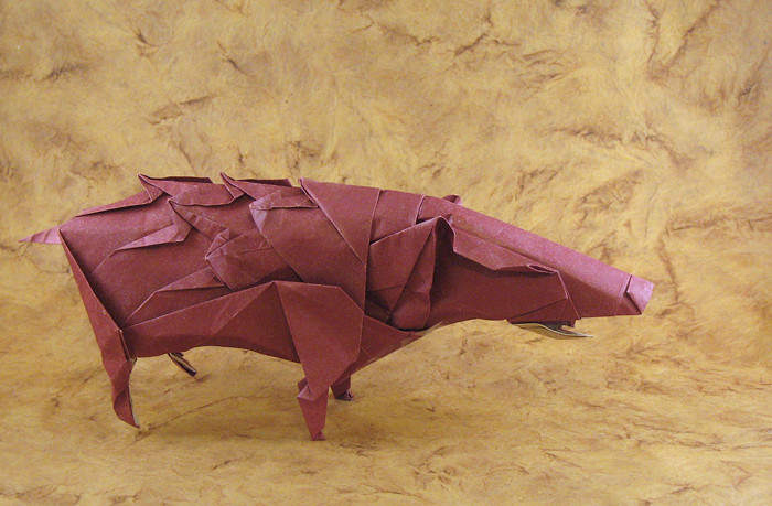 Origami Wild boar by Fumiaki Kawahata folded by Gilad Aharoni