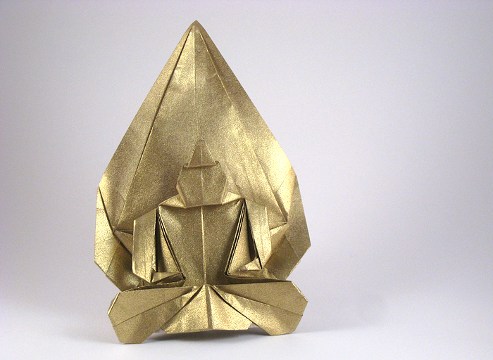 Origami Buddha on lotus by Kunihiko Kasahara folded by Gilad Aharoni
