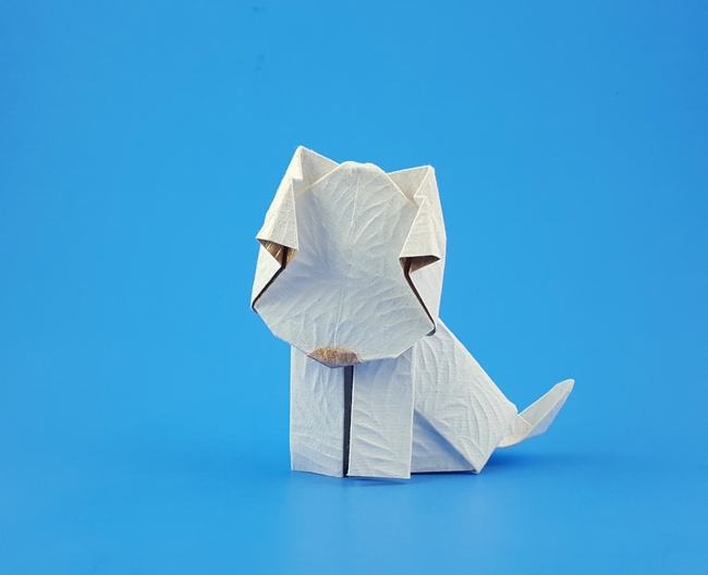 Origami Bull terrier by Xin Can (Ryan) Dong folded by Gilad Aharoni