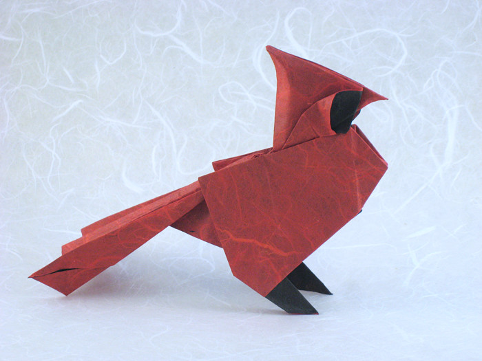 Origami North American Cardinal by Roman Diaz folded by Gilad Aharoni