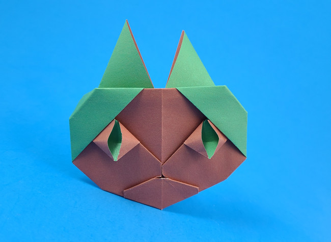 Origami Cat head by Ashimura Shun'ichi folded by Gilad Aharoni