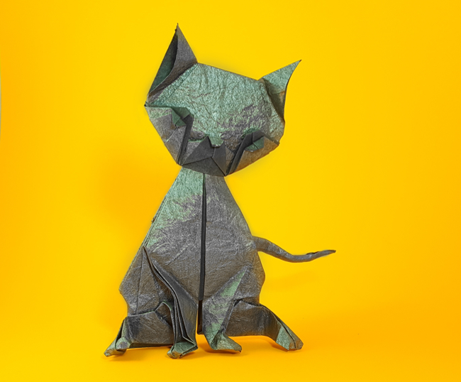 Origami Cat by Zhen-Ming Huang folded by Gilad Aharoni