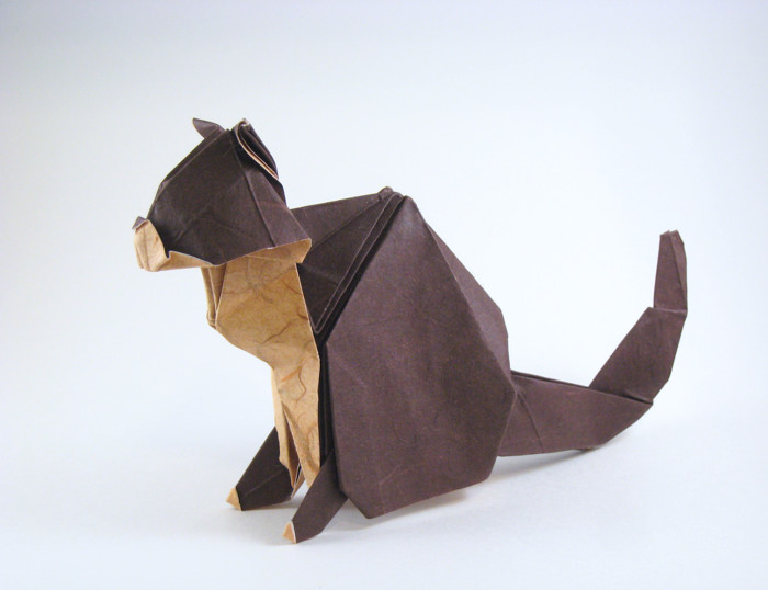 Origami Cat by Fumiaki Kawahata folded by Gilad Aharoni