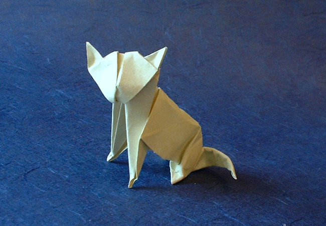 Origami Cat by John Montroll folded by Gilad Aharoni