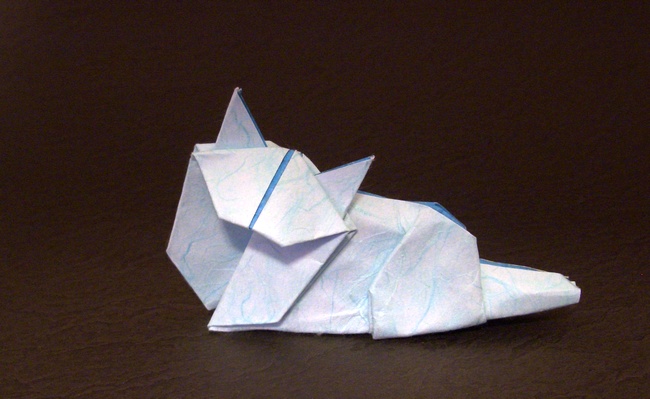 Origami Persian cat by Kunihiko Kasahara folded by Gilad Aharoni