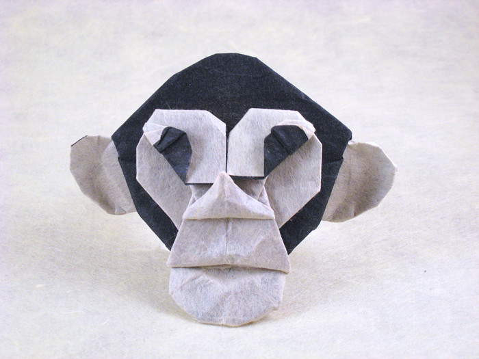 Origami Chimpanzee mask by John Richardson folded by Gilad Aharoni