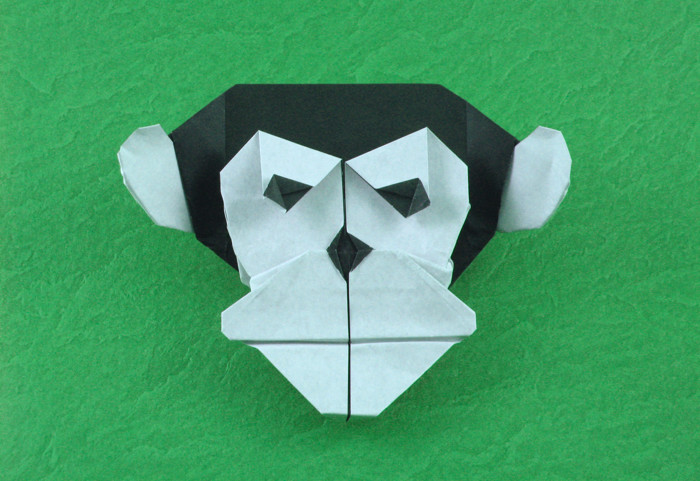Origami Chimpanzee mask by Quentin Trollip folded by Gilad Aharoni