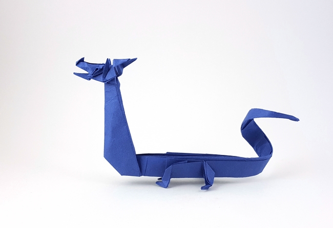 Origami Chinese dragon by John Montroll folded by Gilad Aharoni