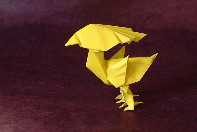 Origami The yellow bird (Chocobo) by Satoshi Kamiya folded by Gilad Aharoni
