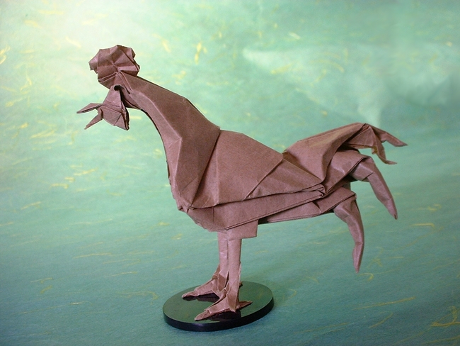 Origami Rooster by Eric Joisel folded by Gilad Aharoni