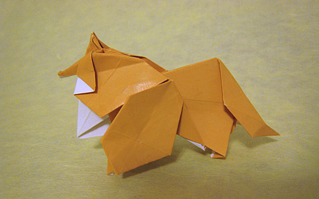 Origami Collie by Watanabe Dai folded by Gilad Aharoni