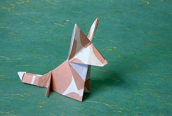 Origami Welsh Corgi by Guspath Go folded by Gilad Aharoni