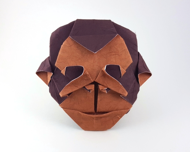 Origami Chimpanzee mask by Roman Diaz folded by Gilad Aharoni