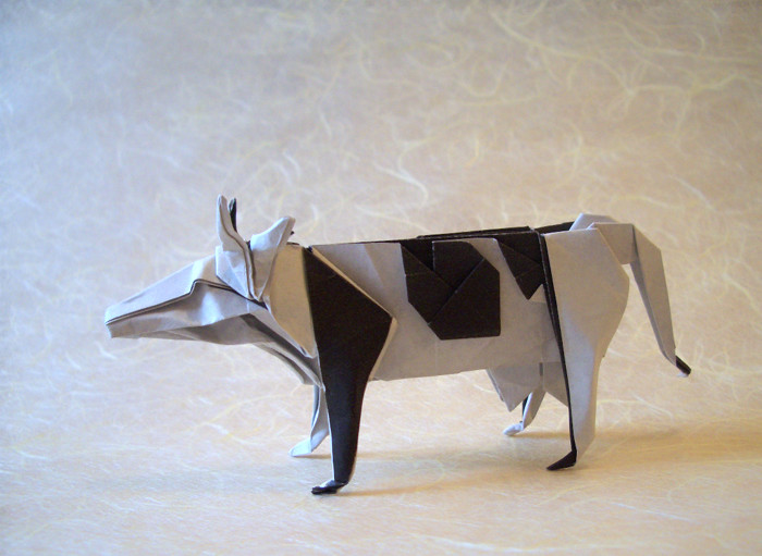 Origami Cow - Holstein by John Montroll folded by Gilad Aharoni