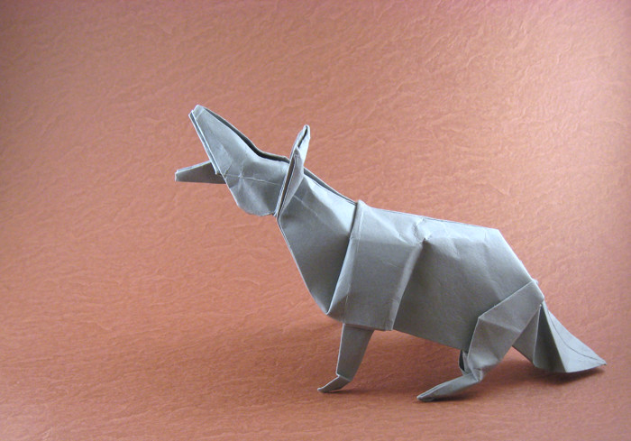 Origami Coyote by John Montroll folded by Gilad Aharoni