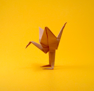 Origami Crane with legs by Juan David Herrera Cuartas folded by Gilad Aharoni