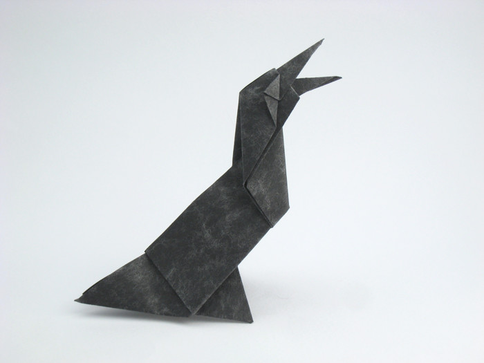Origami Crow - Crowing by Kunihiko Kasahara folded by Gilad Aharoni