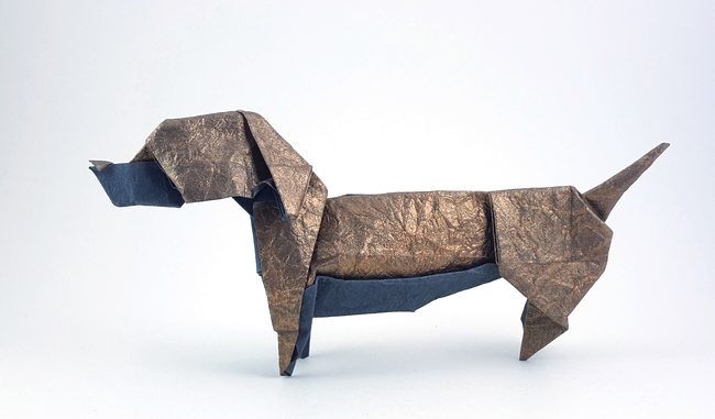 Origami Dachshund by Meng Weining (212moving) folded by Gilad Aharoni