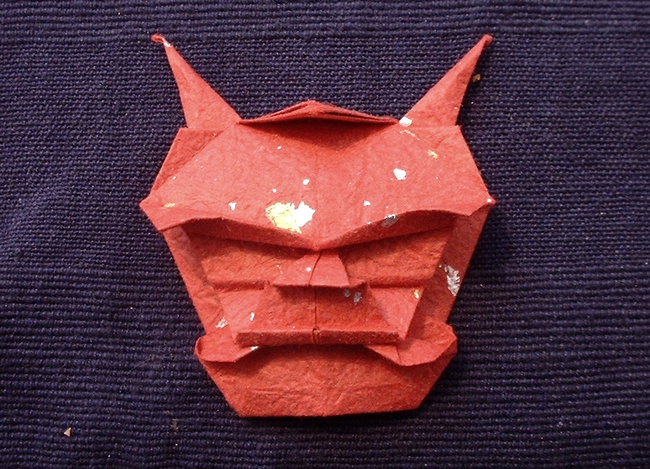 Origami Demon mask by Akira Yoshizawa folded by Gilad Aharoni