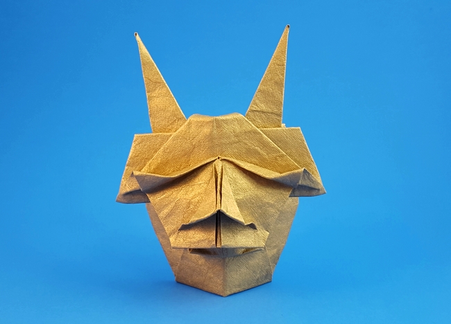 Origami Demon mask by Akira Yoshizawa folded by Gilad Aharoni