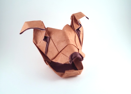 Origami Dog head by Lan Ying folded by Gilad Aharoni