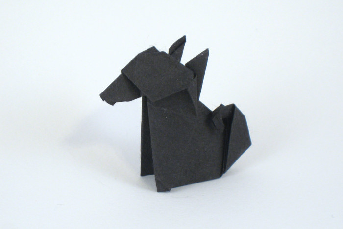 Origami Japanese dog by Kunihiko Kasahara folded by Gilad Aharoni