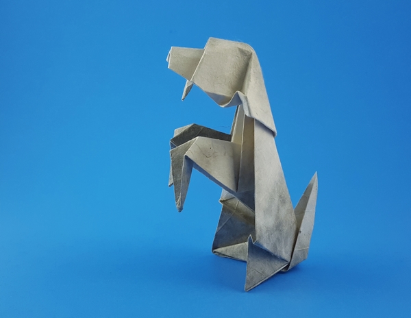 Origami Dog - sitting by Kawai Toyoaki folded by Gilad Aharoni