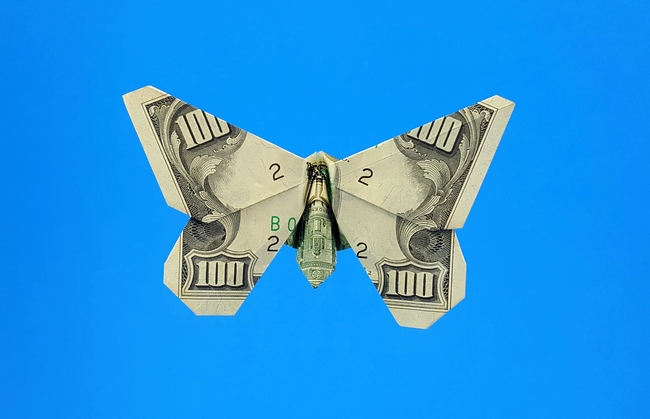 Origami Butterfly - $ bill by Michael G. LaFosse folded by Gilad Aharoni