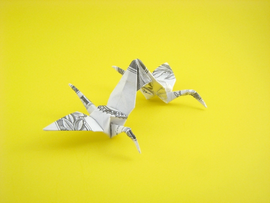 Origami Crane - double by Won Park folded by Gilad Aharoni
