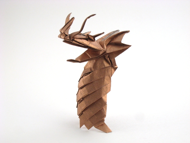 Origami Dragon head by Fumiaki Kawahata folded by Gilad Aharoni