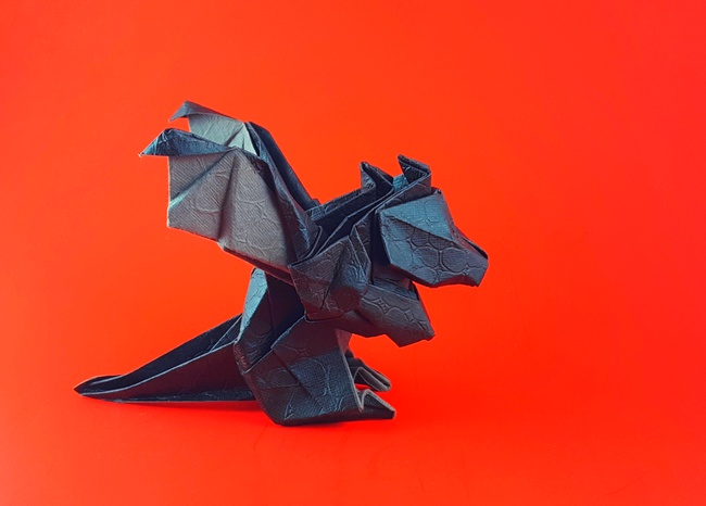 Origami Dragon baby by Sakurai Ryosuke folded by Gilad Aharoni