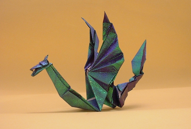 Origami Sea serpent dragon by Tom Stamm folded by Gilad Aharoni