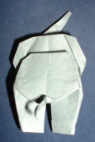 Origami Elephant - from behind by Kunihiko Kasahara folded by Gilad Aharoni