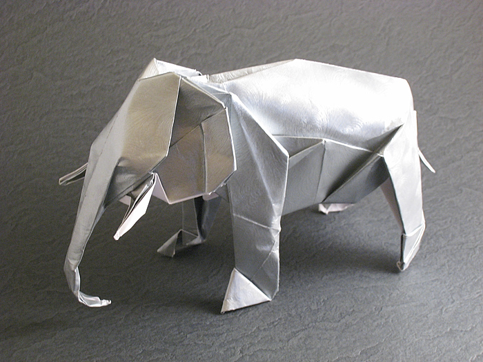 Origami Asiatic elephant by Satoshi Kamiya folded by Gilad Aharoni