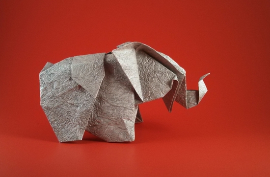 Origami Elephant - Cambodian by Fumiaki Kawahata folded by Gilad Aharoni