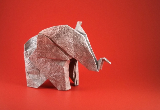 Origami Elephant by Fumiaki Kawahata folded by Gilad Aharoni