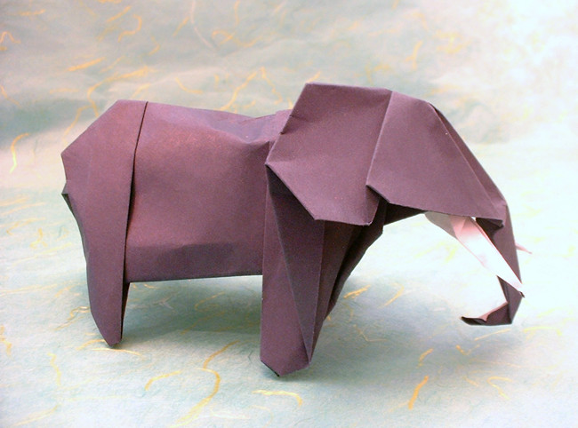 Origami Elephant - African by John Montroll folded by Gilad Aharoni