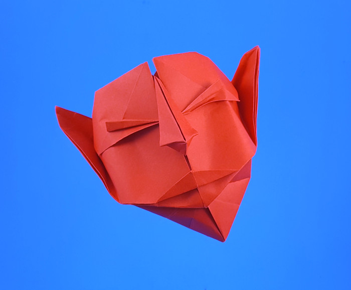Origami Faun mask by Joao Charrua folded by Gilad Aharoni