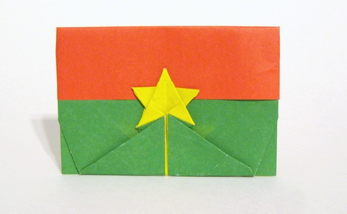 Origami Flag of Burkina Faso by Gilad Aharoni folded by Gilad Aharoni